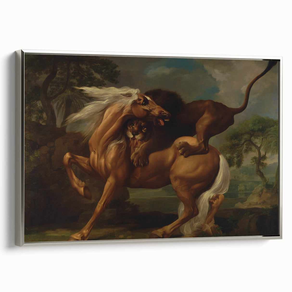 Romanticism Art: Lion Attacking a Horse by Stubbs - Wildlife Canvas Print