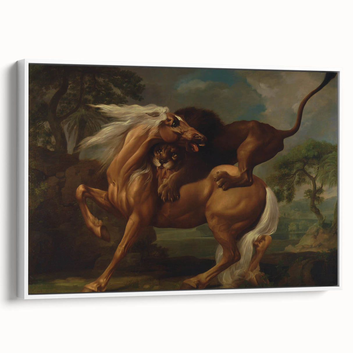Romanticism Art: Lion Attacking a Horse by Stubbs - Wildlife Canvas Print