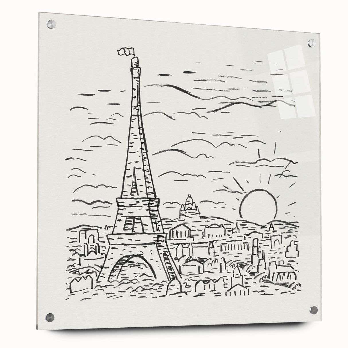 Black and White Expressionist Eiffel Tower Wall Art