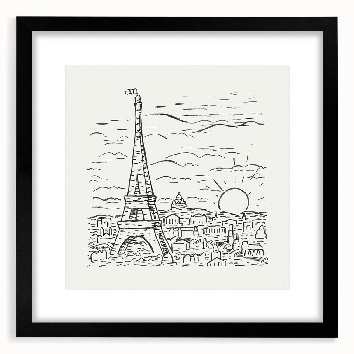 Black and White Expressionist Eiffel Tower Wall Art