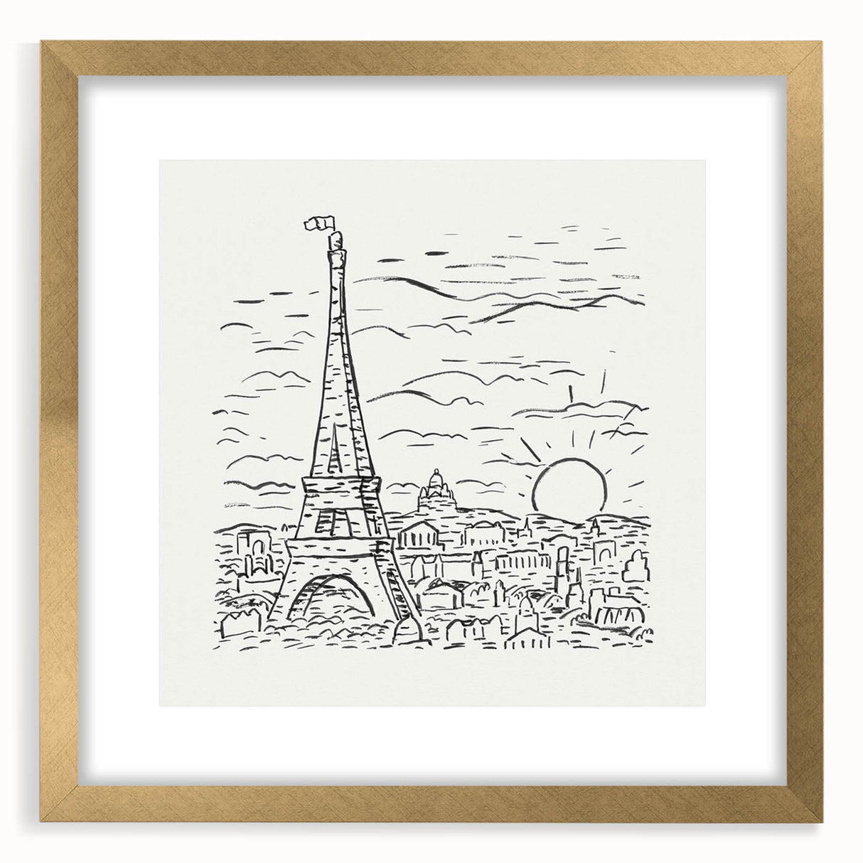 Black and White Expressionist Eiffel Tower Wall Art