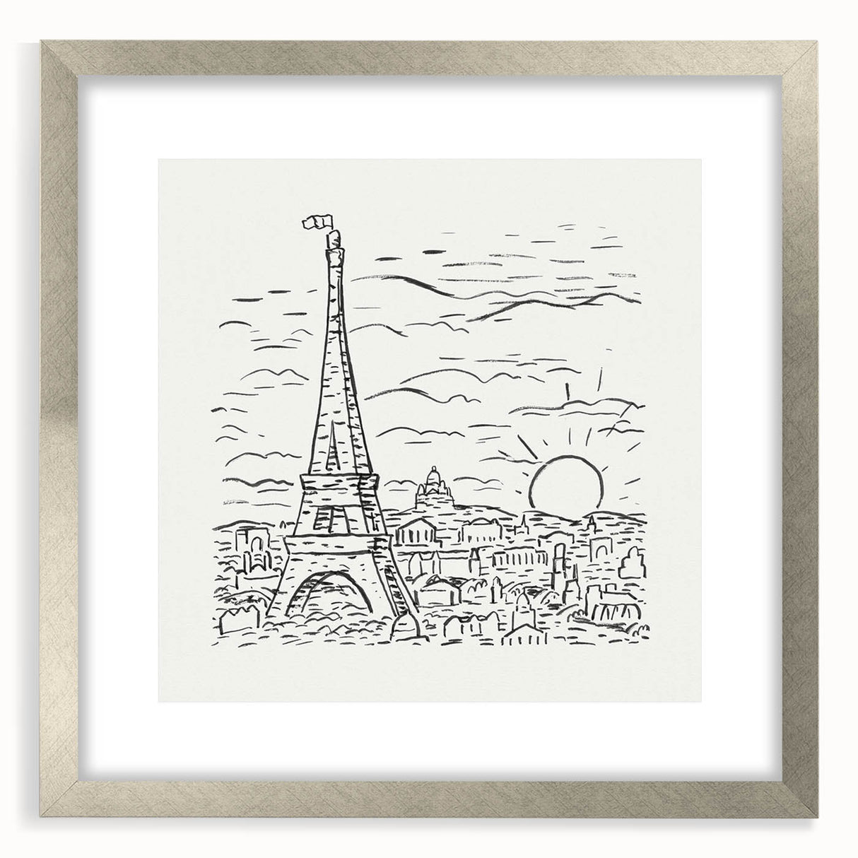 Black and White Expressionist Eiffel Tower Wall Art