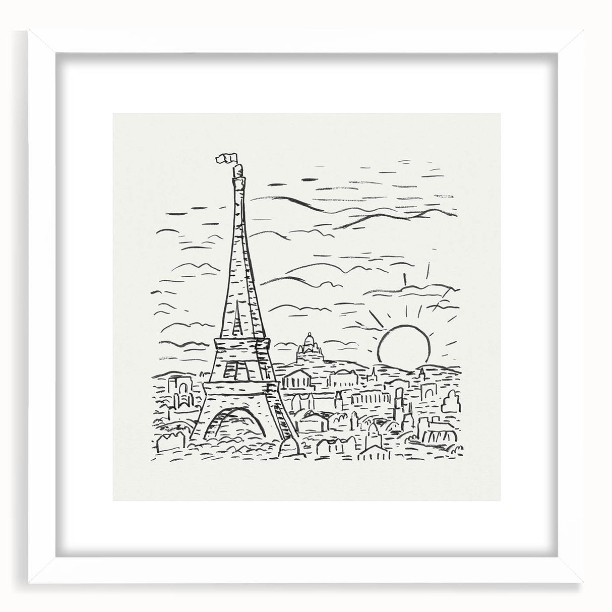 Black and White Expressionist Eiffel Tower Wall Art