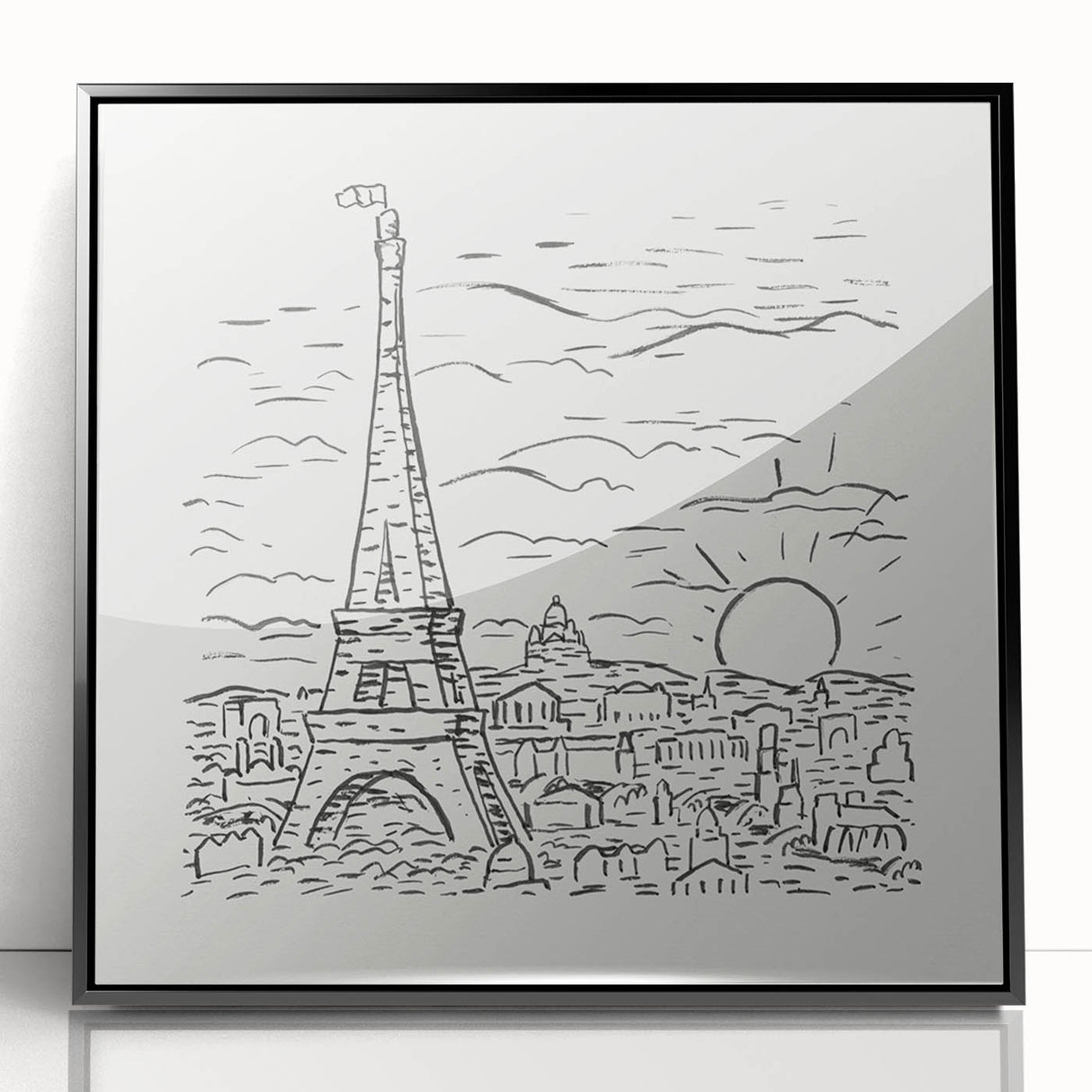 Black and White Expressionist Eiffel Tower Wall Art