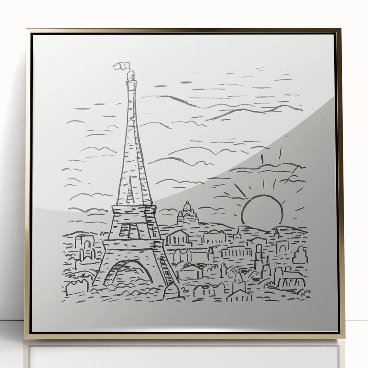 Black and White Expressionist Eiffel Tower Wall Art