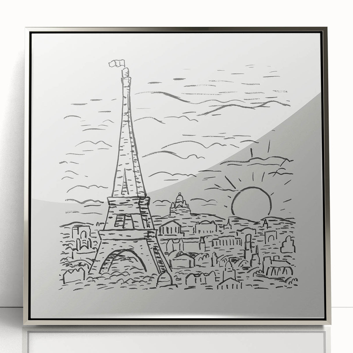 Black and White Expressionist Eiffel Tower Wall Art