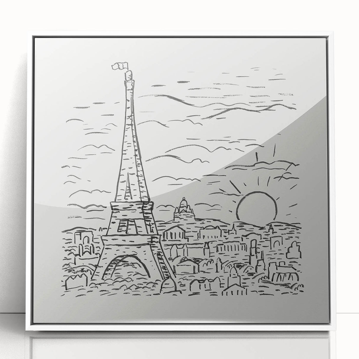Black and White Expressionist Eiffel Tower Wall Art