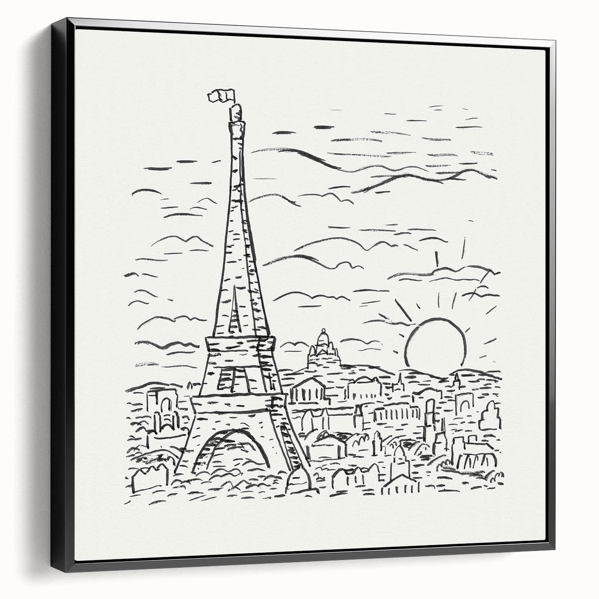 Black and White Expressionist Eiffel Tower Wall Art