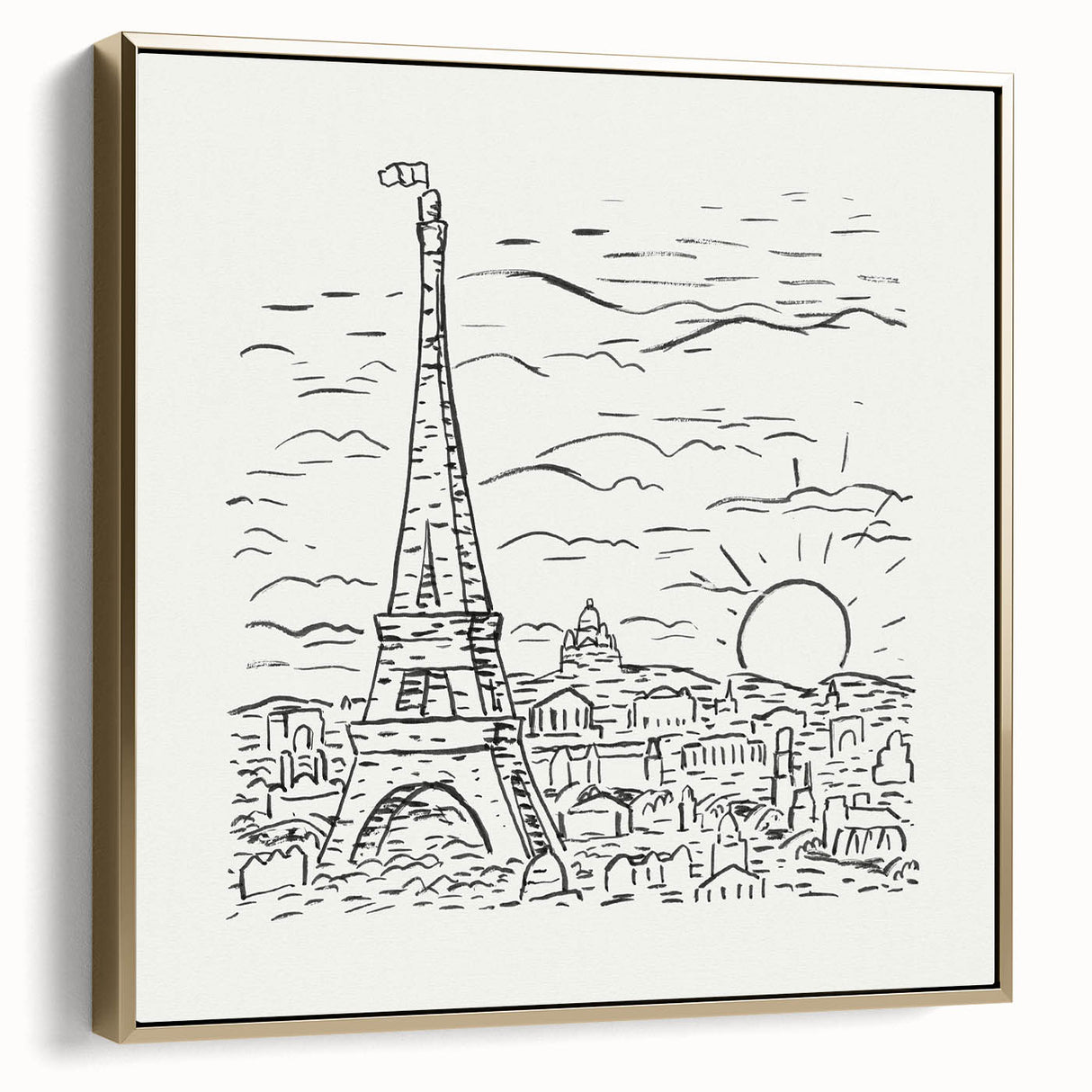 Black and White Expressionist Eiffel Tower Wall Art