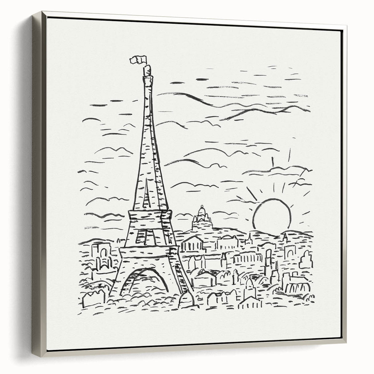 Black and White Expressionist Eiffel Tower Wall Art