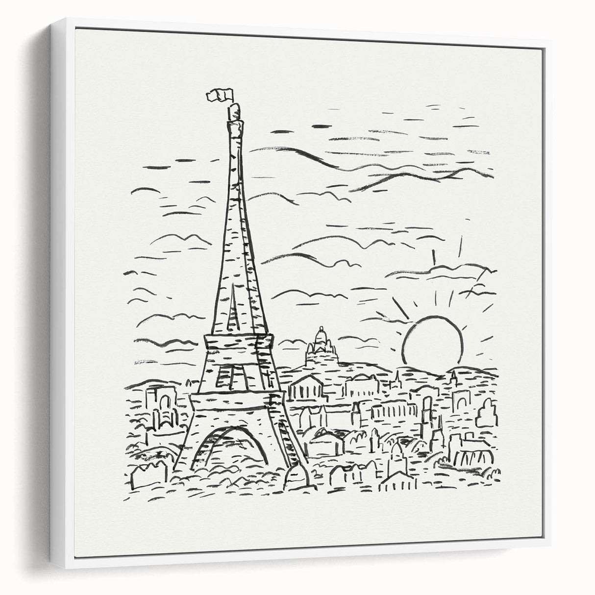 Black and White Expressionist Eiffel Tower Wall Art