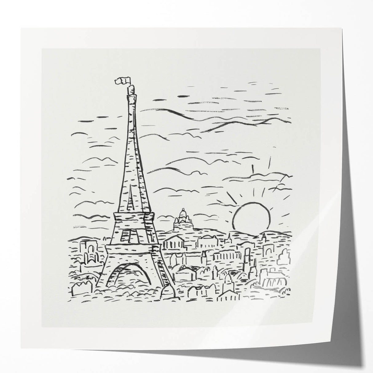 Black and White Expressionist Eiffel Tower Wall Art