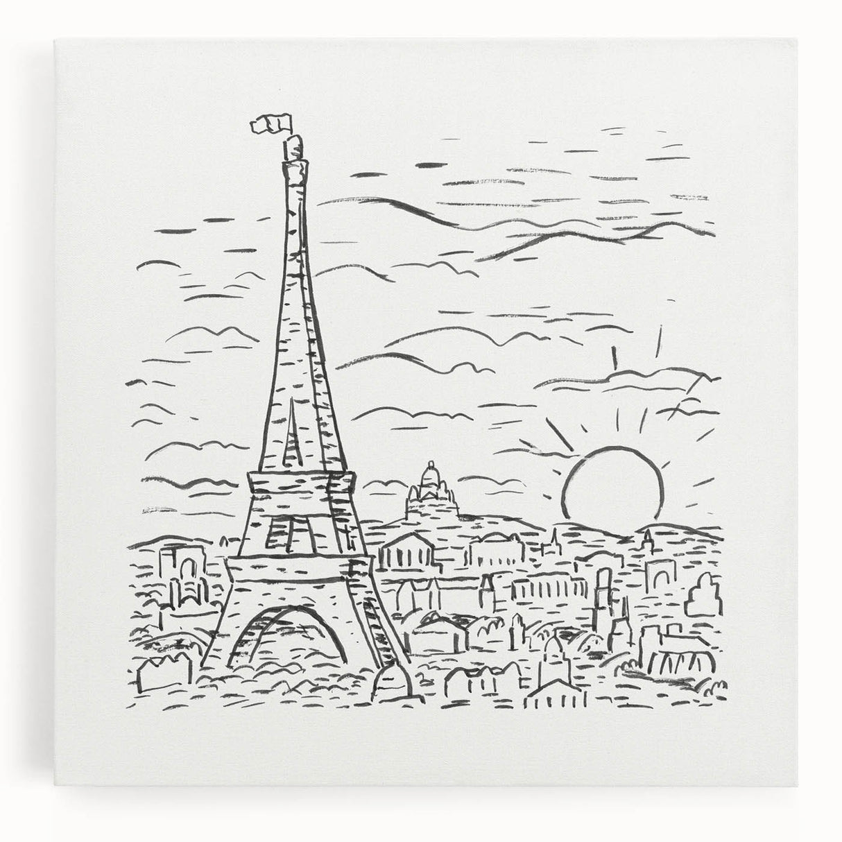 Black and White Expressionist Eiffel Tower Wall Art