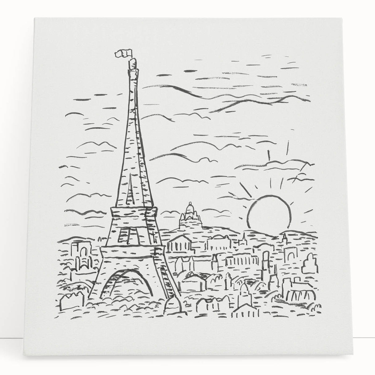 Black and White Expressionist Eiffel Tower Wall Art