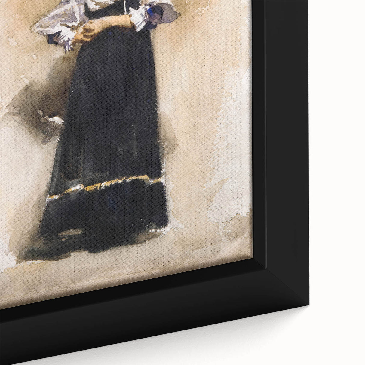 Romantic Art Prints: Young Woman with a Black Skirt - Timeless Portrait