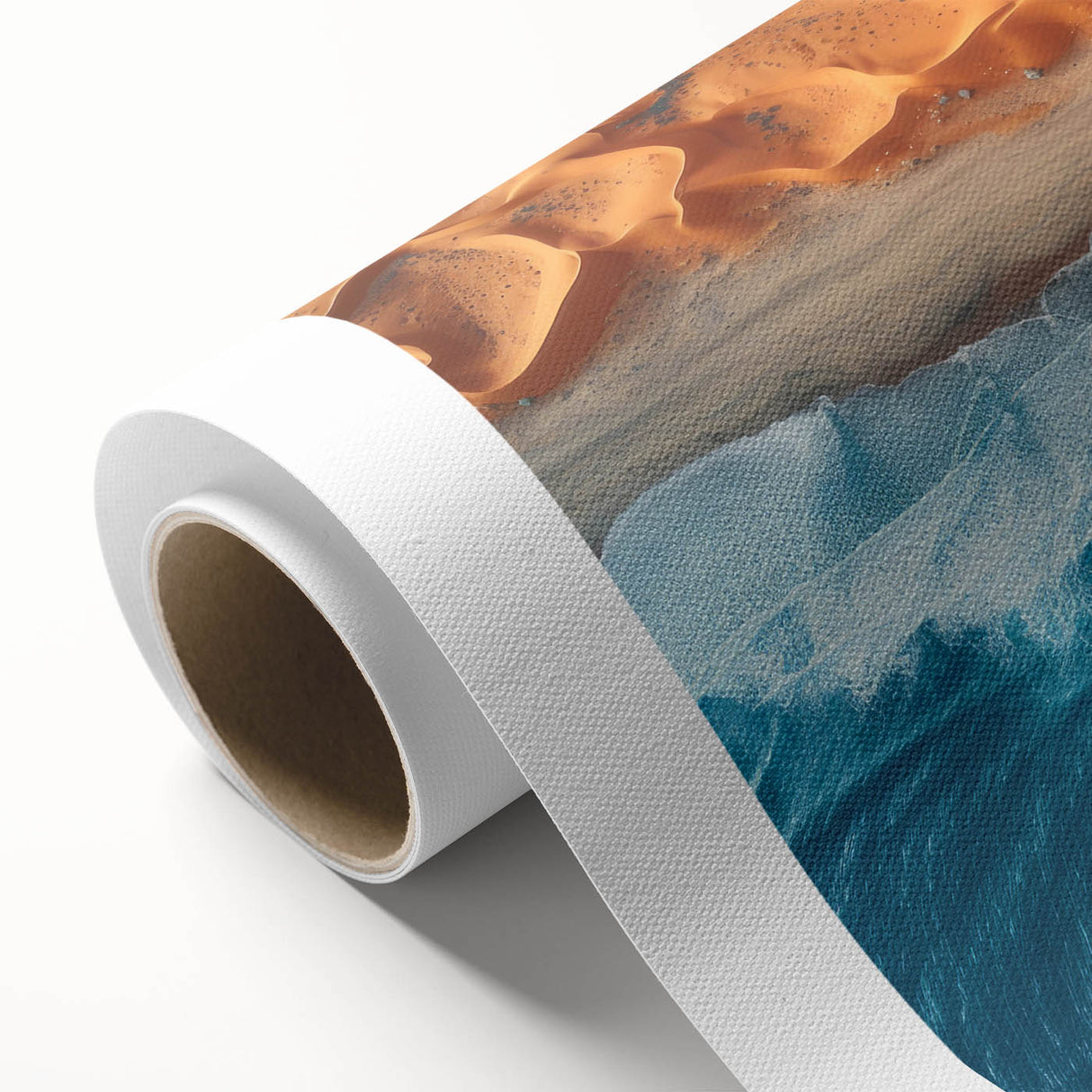 Art deco poster of Namibian landscape in muted earth tones on rolled canvas, ideal for nursery wall art.