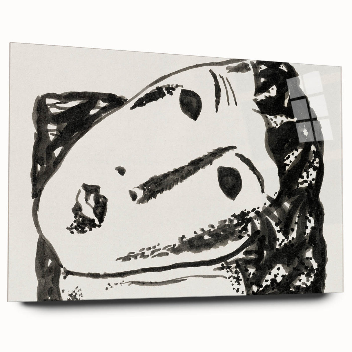 Abstract Expressionist Face Illustration – Monochrome Wall Art