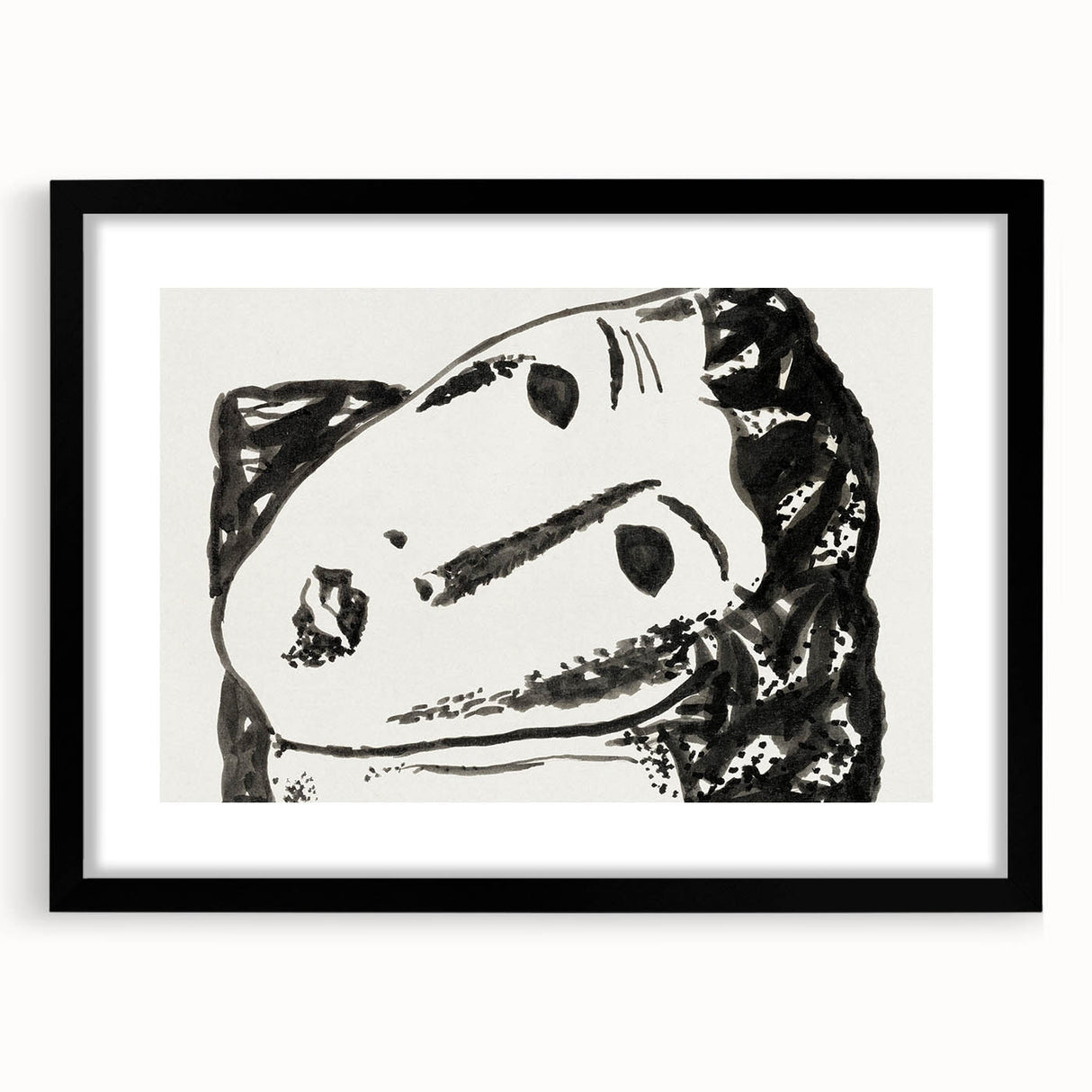 Abstract Expressionist Face Illustration – Monochrome Wall Art