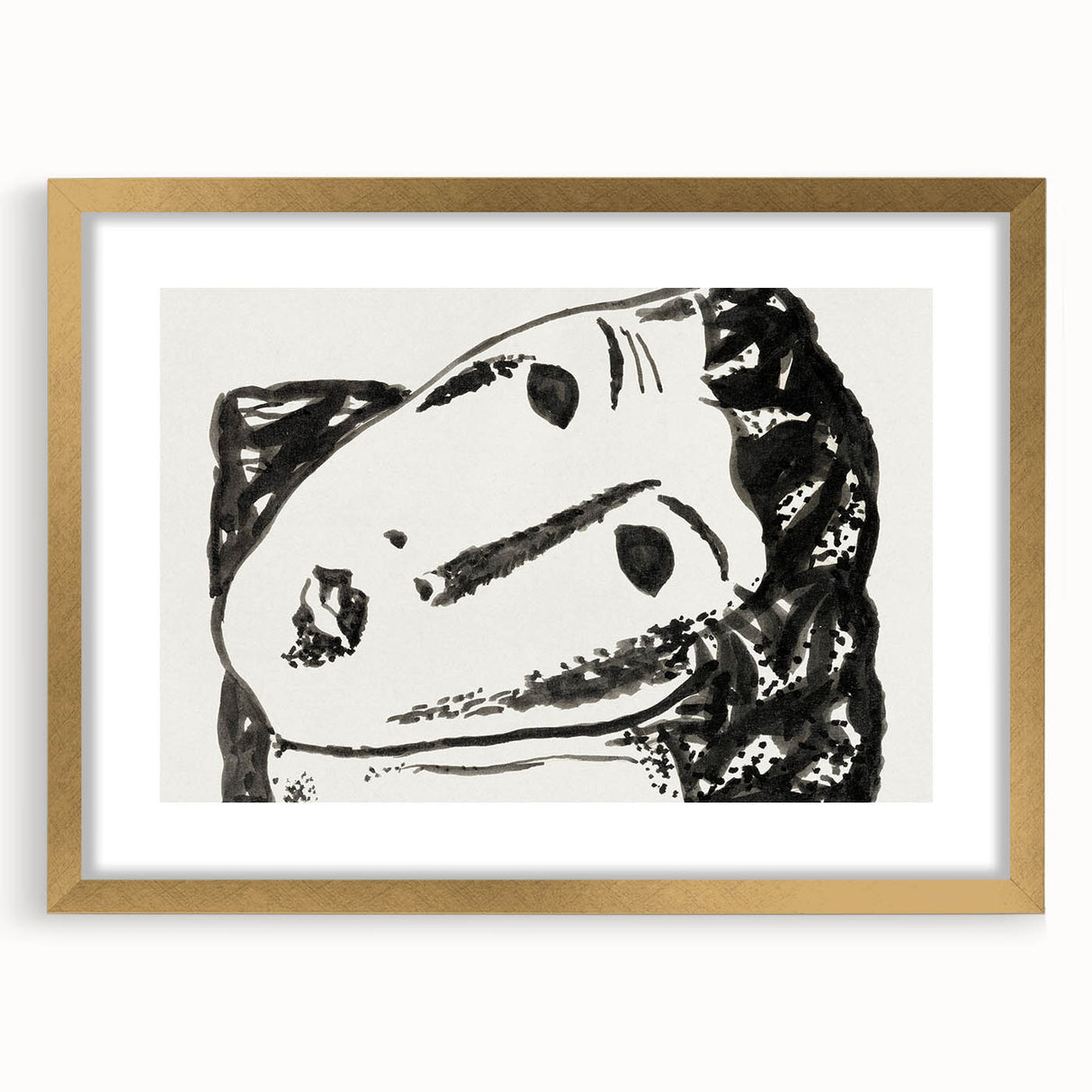 Abstract Expressionist Face Illustration – Monochrome Wall Art