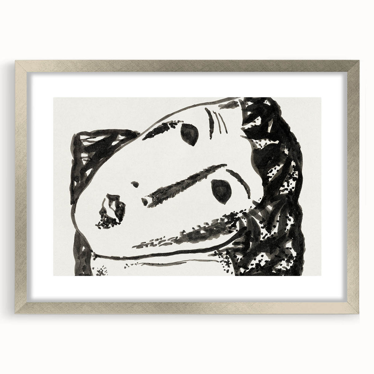 Abstract Expressionist Face Illustration – Monochrome Wall Art