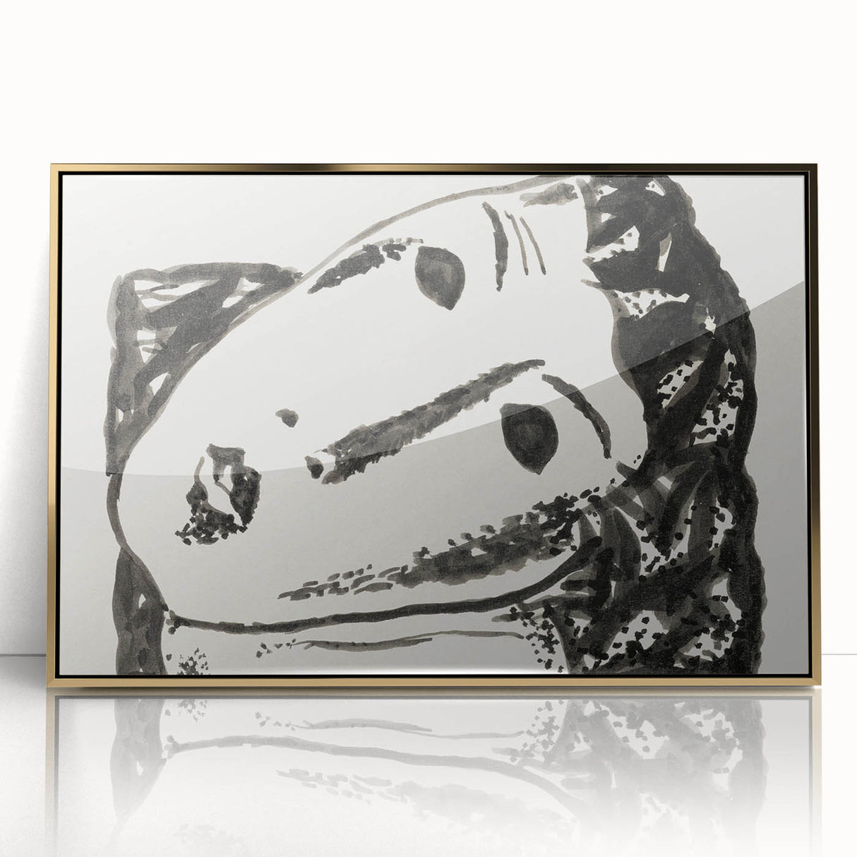 Abstract Expressionist Face Illustration – Monochrome Wall Art