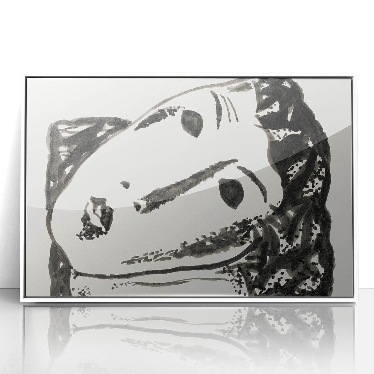 Abstract Expressionist Face Illustration – Monochrome Wall Art