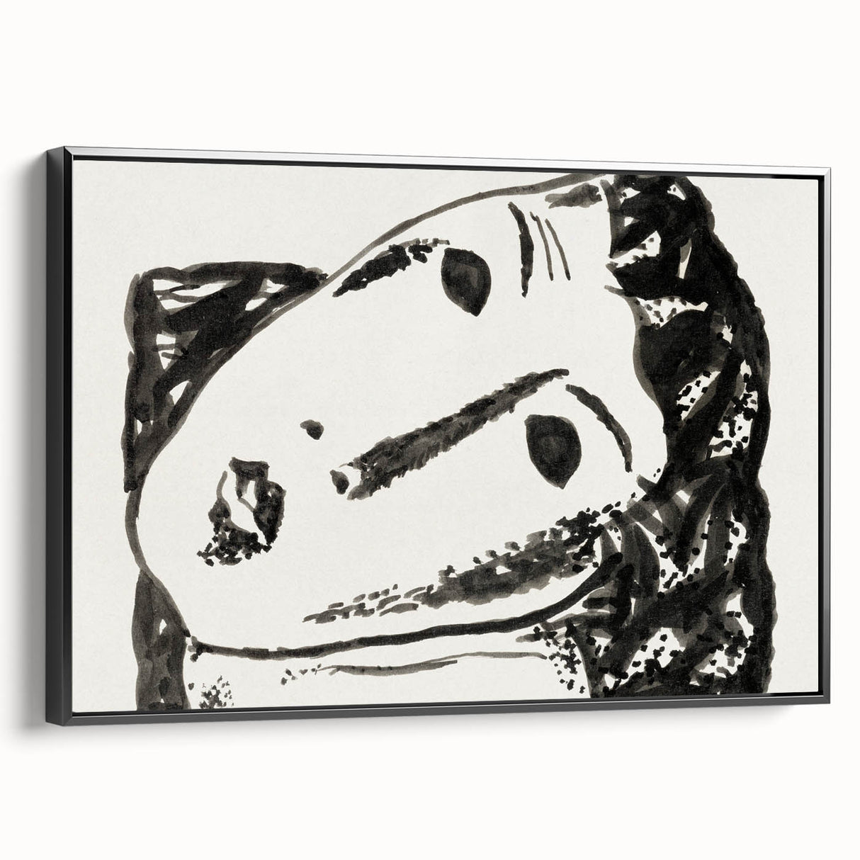 Abstract Expressionist Face Illustration – Monochrome Wall Art