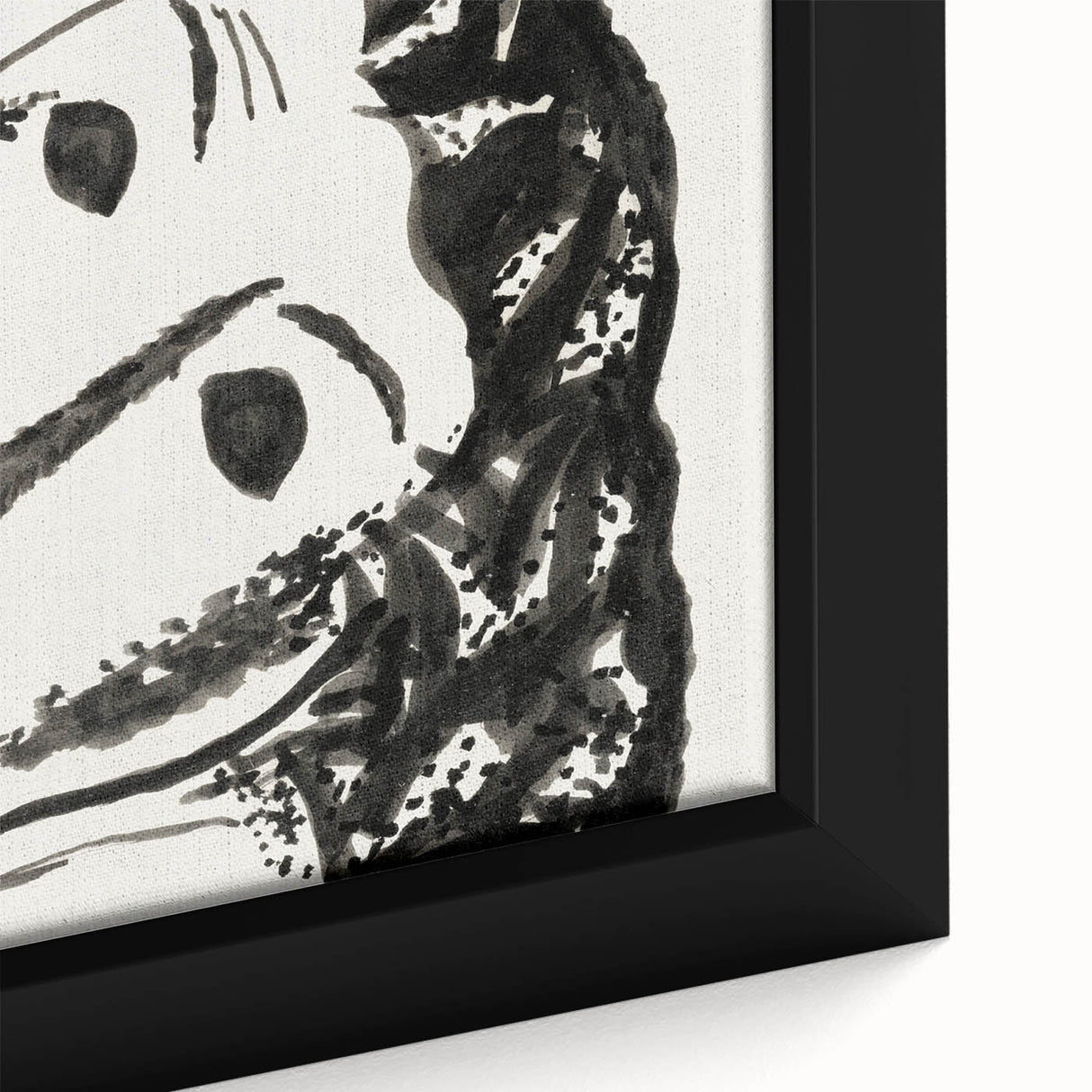 Abstract Expressionist Face Illustration – Monochrome Wall Art