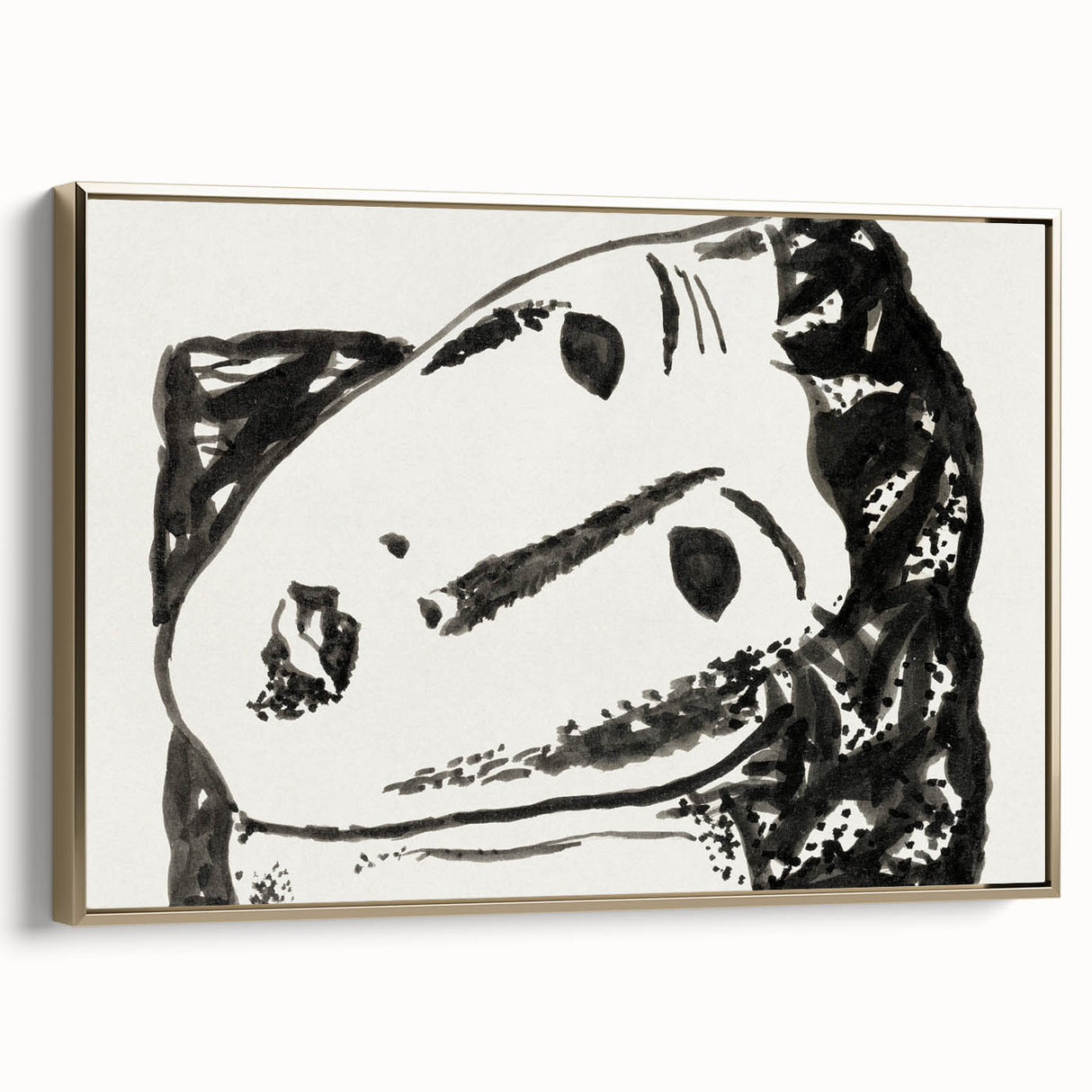 Abstract Expressionist Face Illustration – Monochrome Wall Art