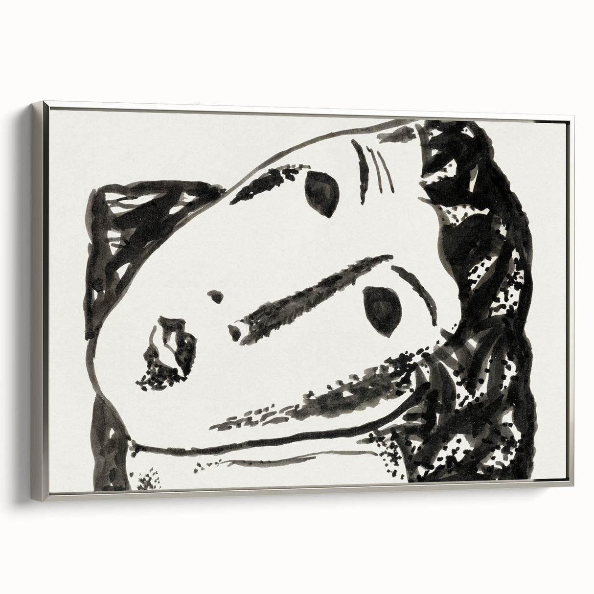 Abstract Expressionist Face Illustration – Monochrome Wall Art