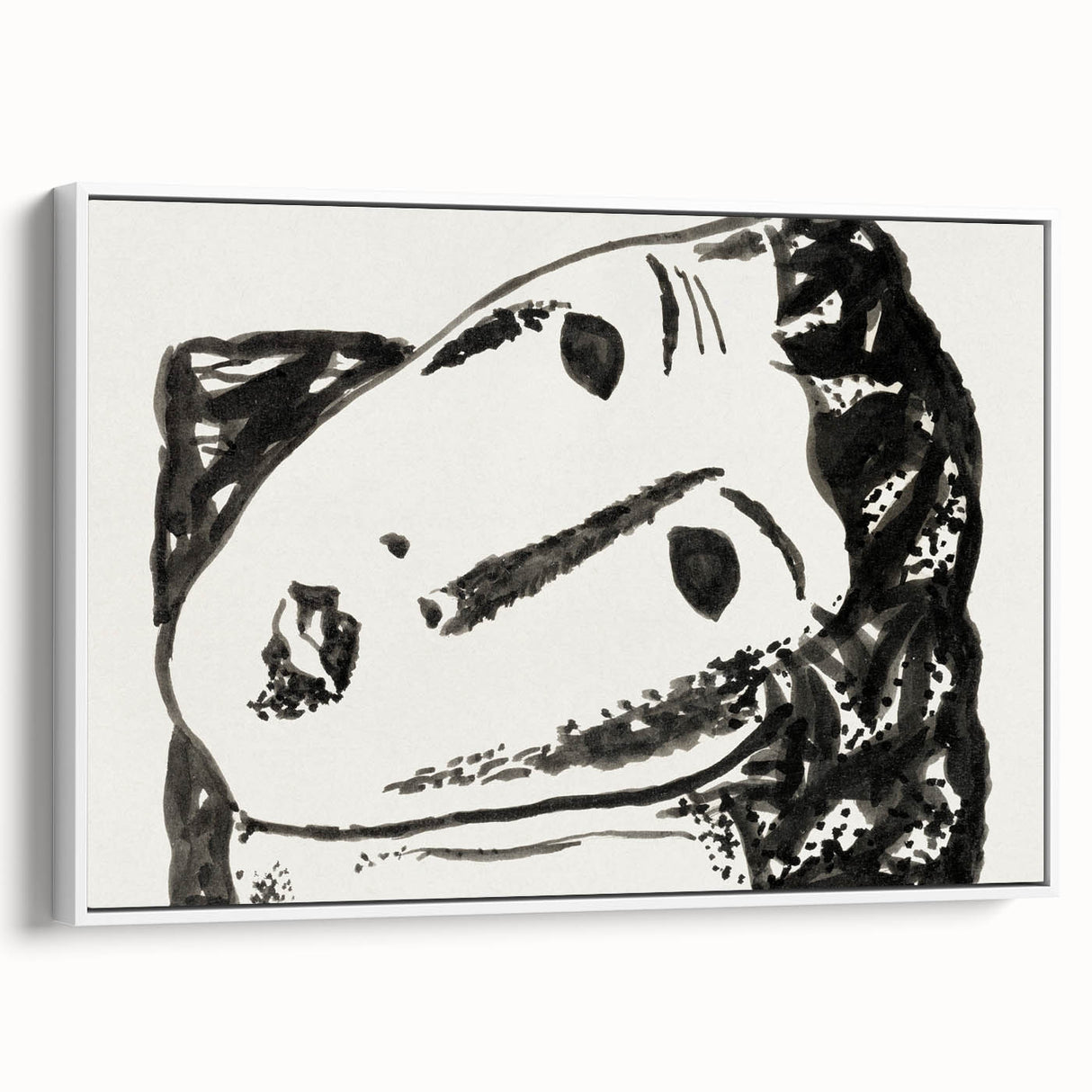 Abstract Expressionist Face Illustration – Monochrome Wall Art
