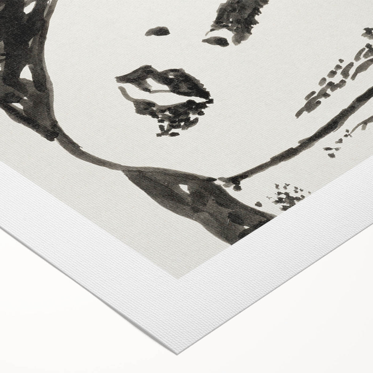 Abstract Expressionist Face Illustration – Monochrome Wall Art