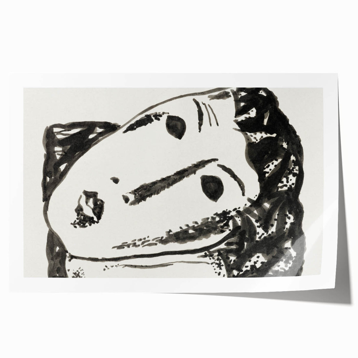 Abstract Expressionist Face Illustration – Monochrome Wall Art
