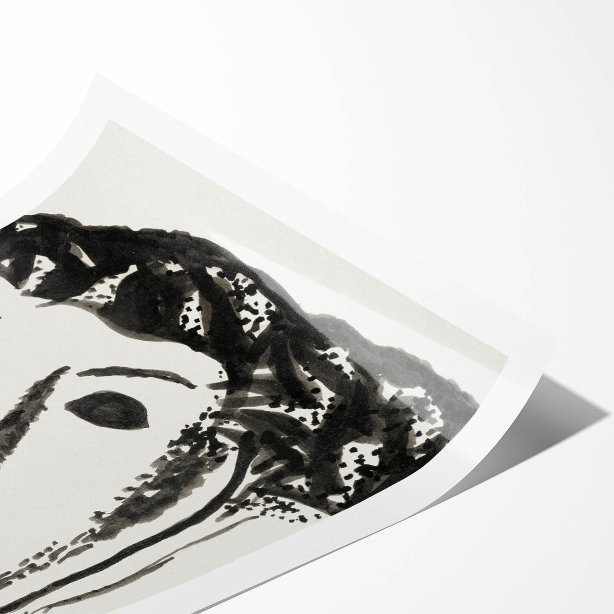 Abstract Expressionist Face Illustration – Monochrome Wall Art