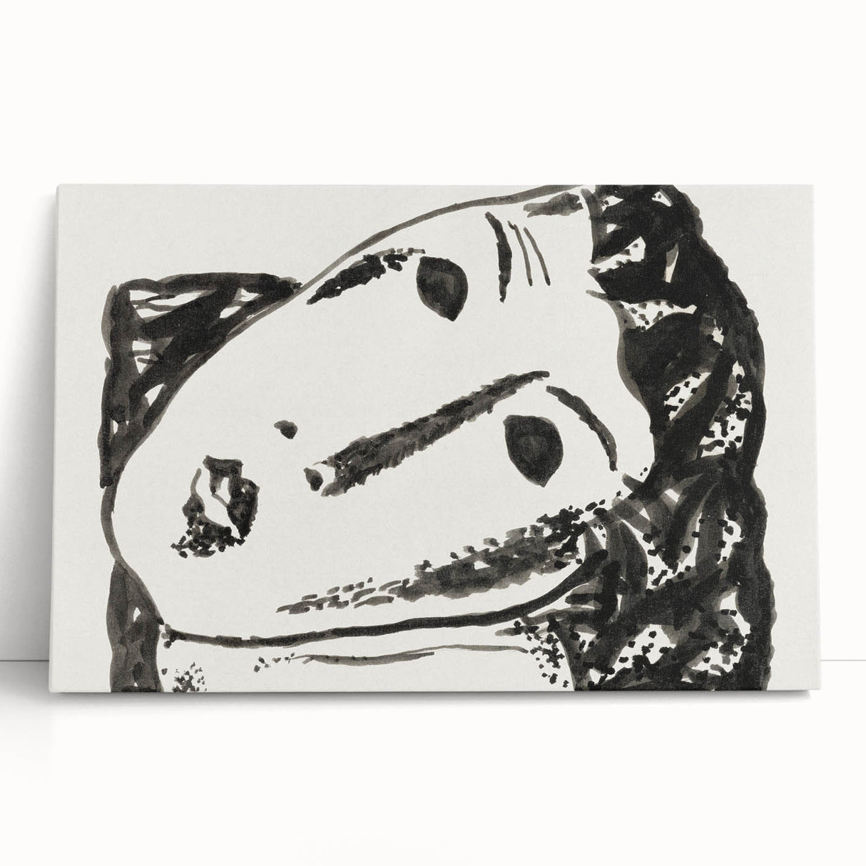 Abstract Expressionist Face Illustration – Monochrome Wall Art
