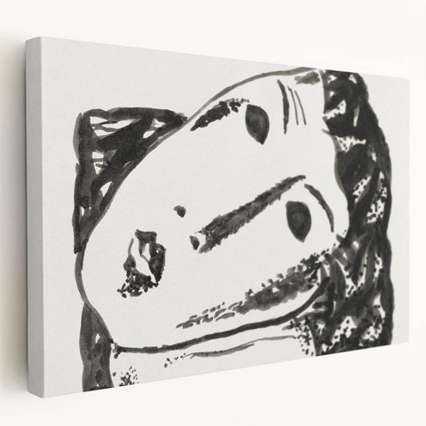Abstract Expressionist Face Illustration – Monochrome Wall Art