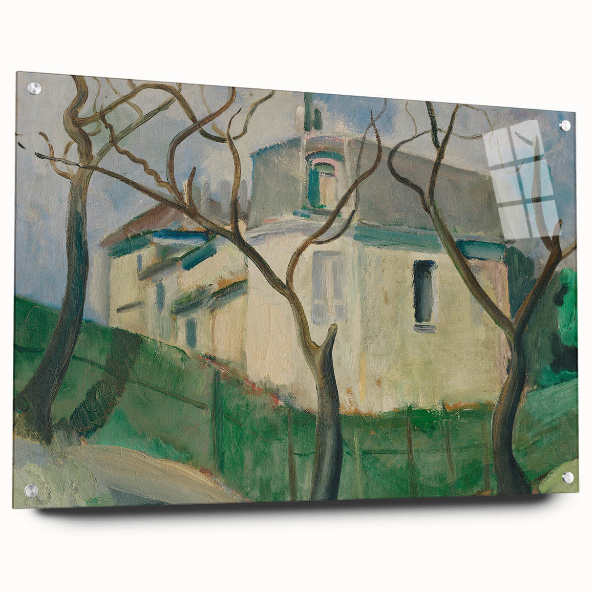 Expressionist Villa Painting – Tranquil Garden Wall Art