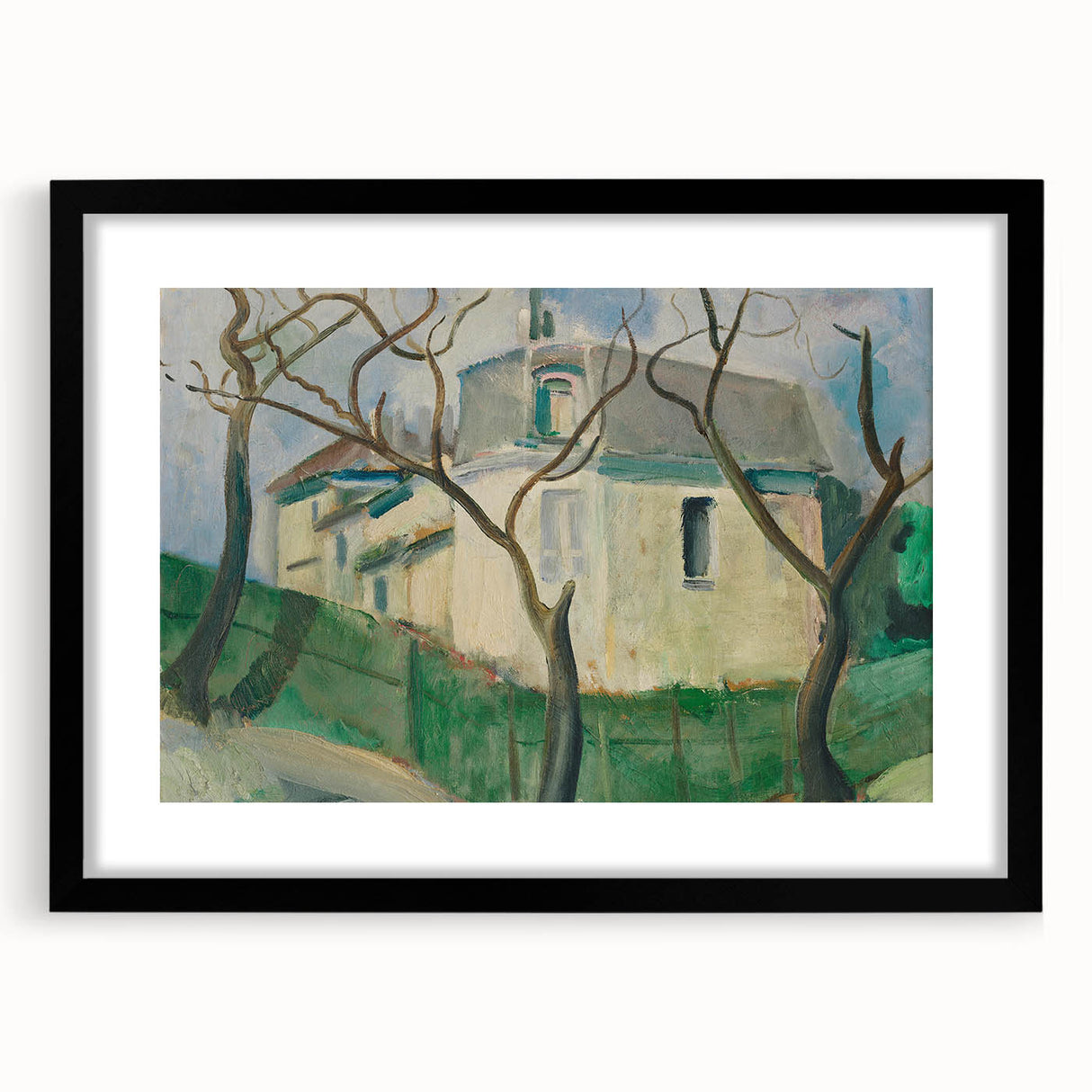 Expressionist Villa Painting – Tranquil Garden Wall Art