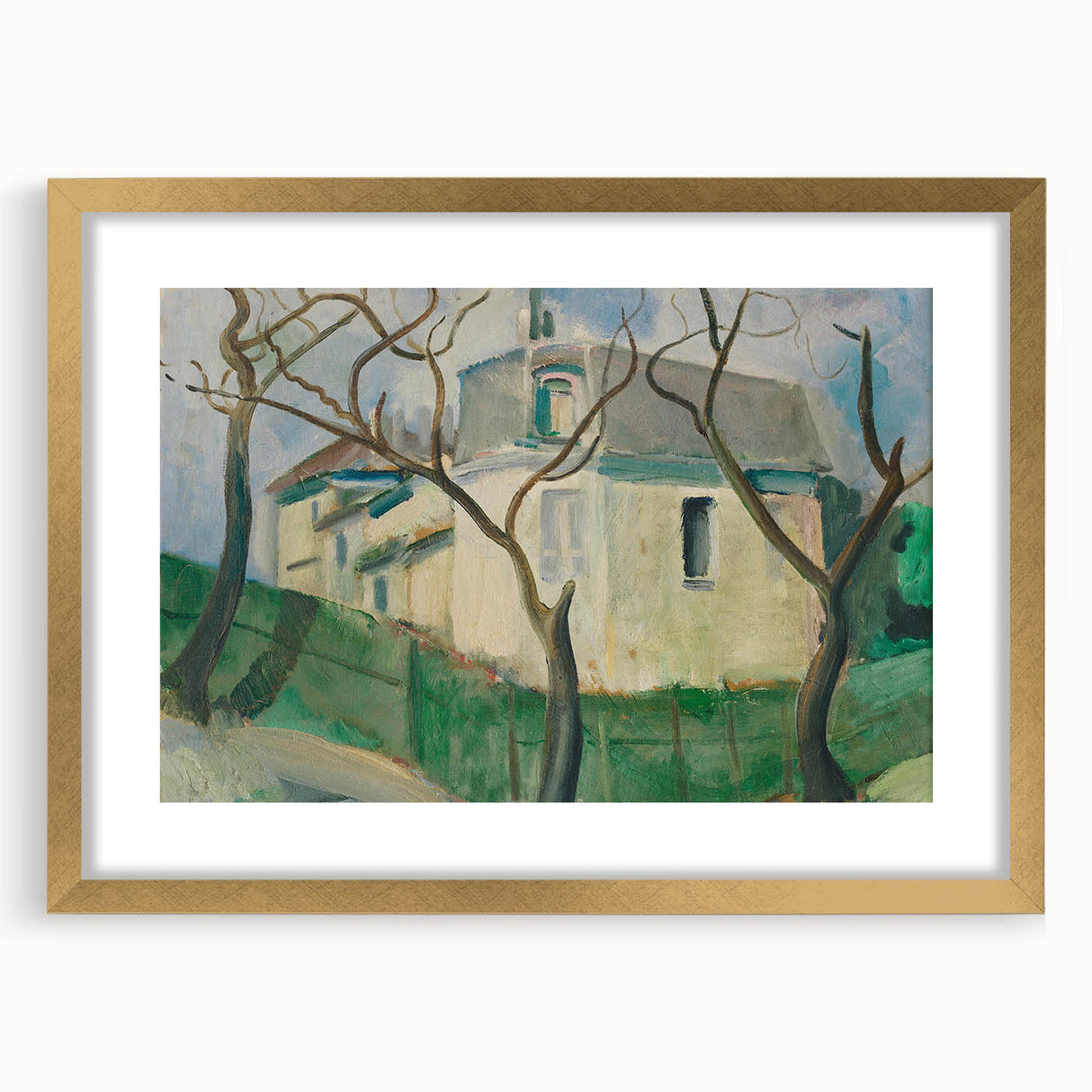 Expressionist Villa Painting – Tranquil Garden Wall Art