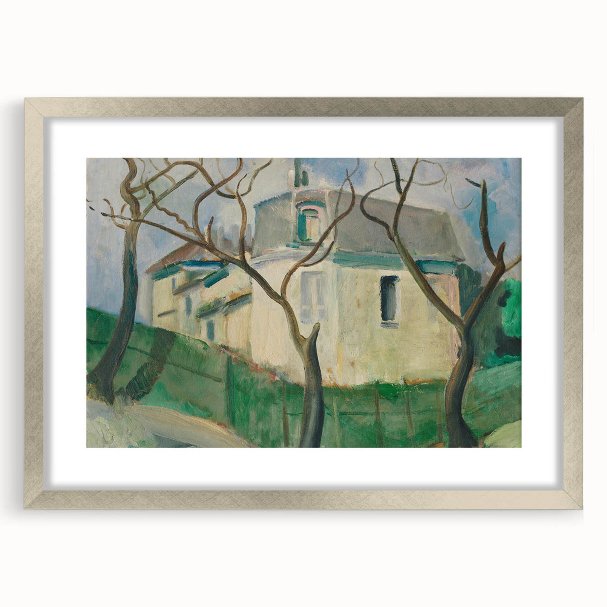 Expressionist Villa Painting – Tranquil Garden Wall Art