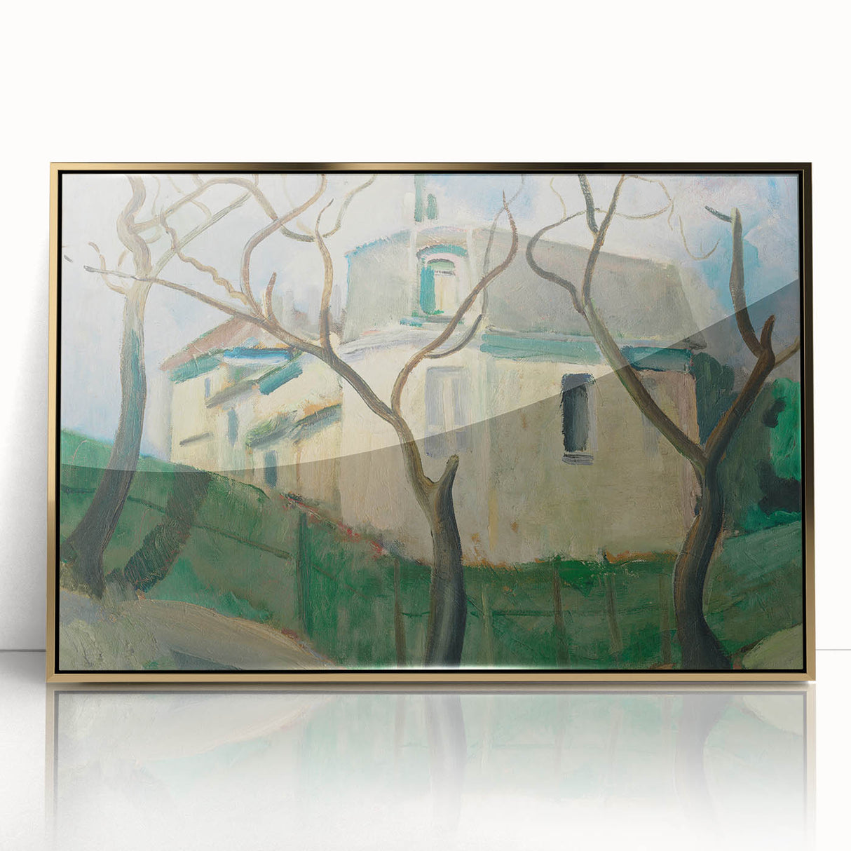 Expressionist Villa Painting – Tranquil Garden Wall Art