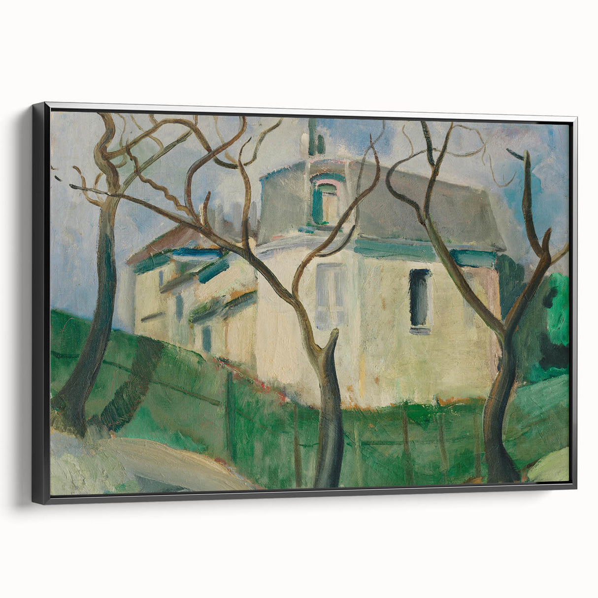 Expressionist Villa Painting – Tranquil Garden Wall Art