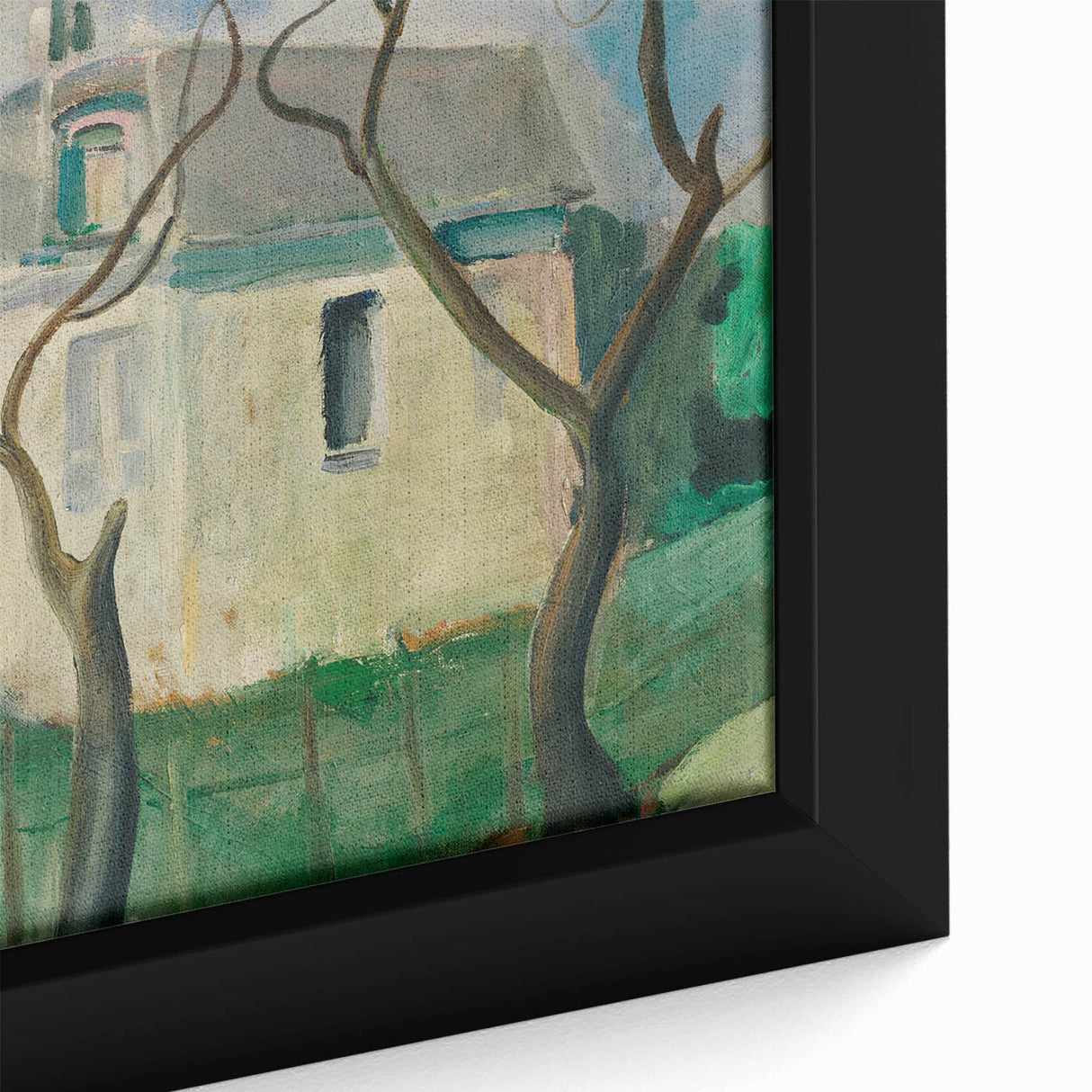 Expressionist Villa Painting – Tranquil Garden Wall Art