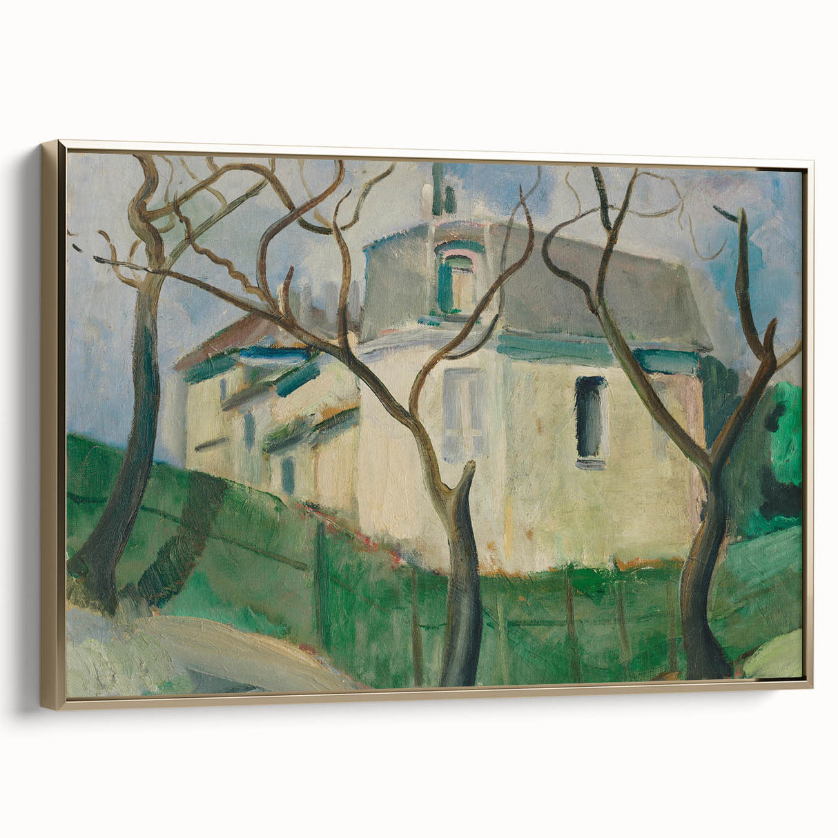Expressionist Villa Painting – Tranquil Garden Wall Art