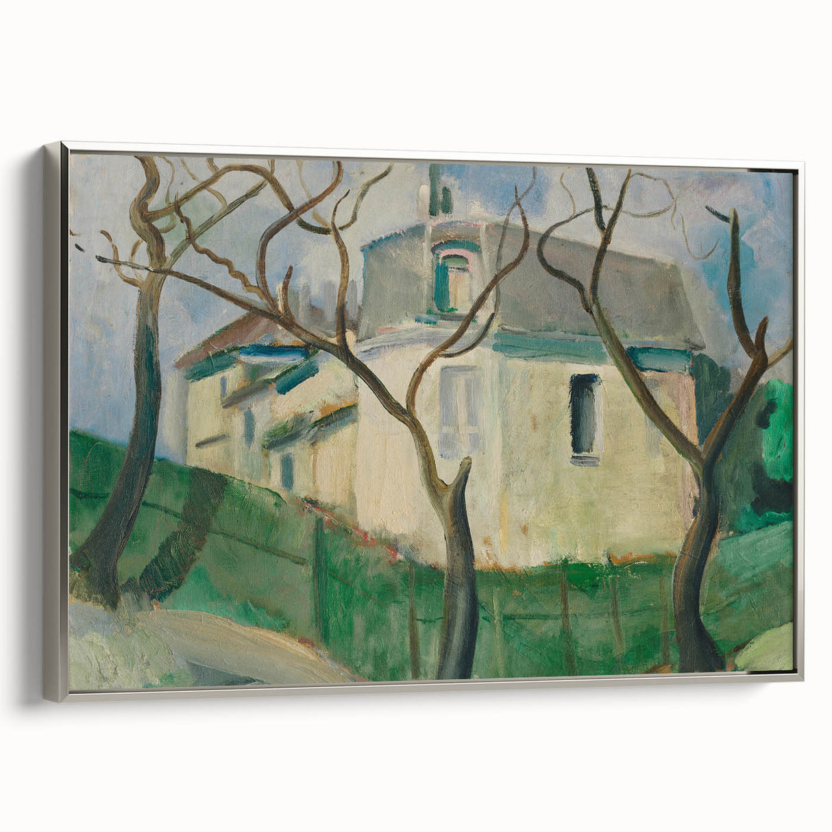 Expressionist Villa Painting – Tranquil Garden Wall Art