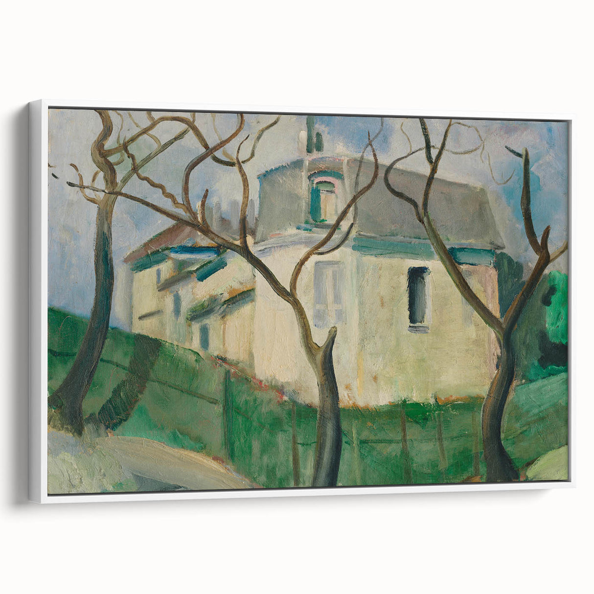 Expressionist Villa Painting – Tranquil Garden Wall Art