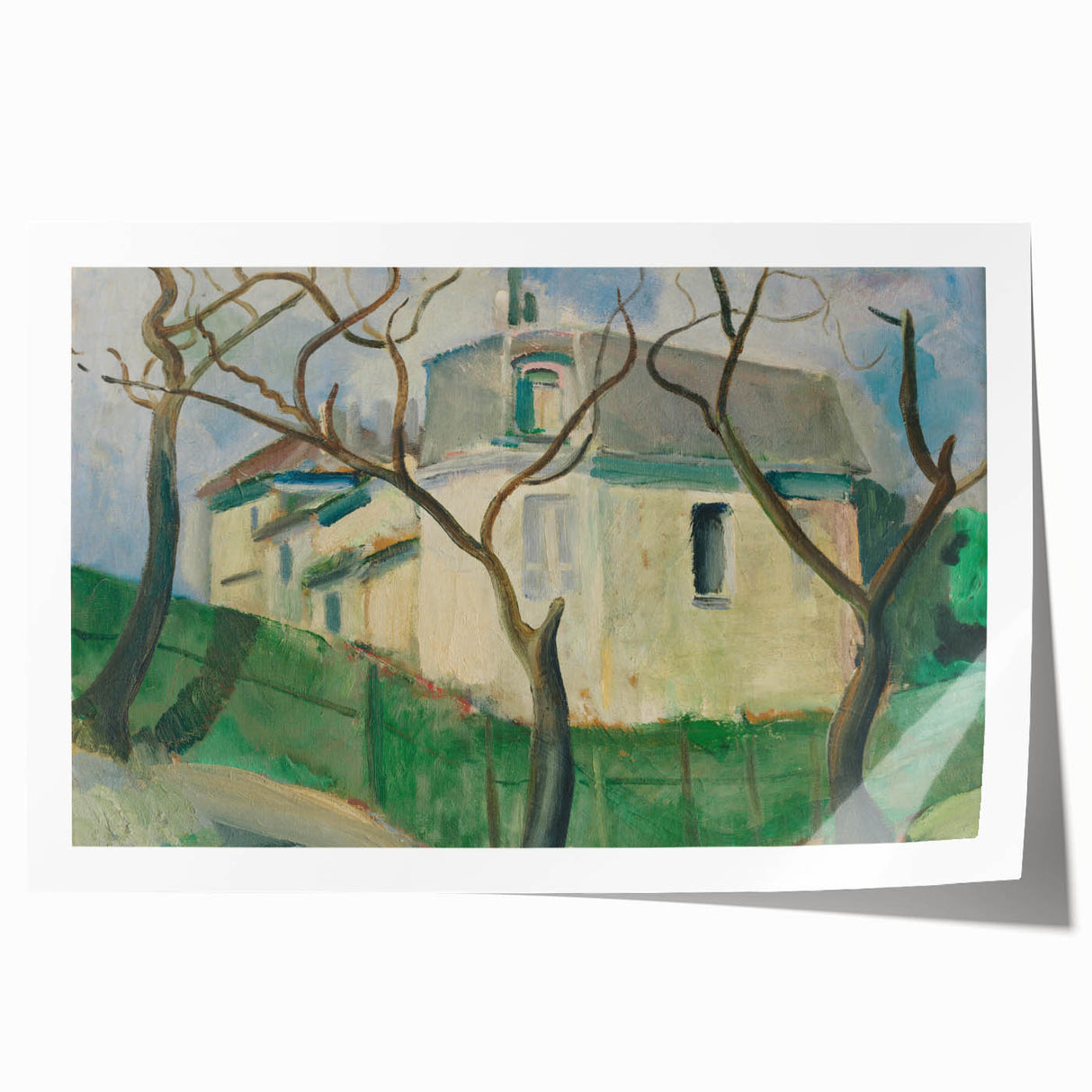 Expressionist Villa Painting – Tranquil Garden Wall Art