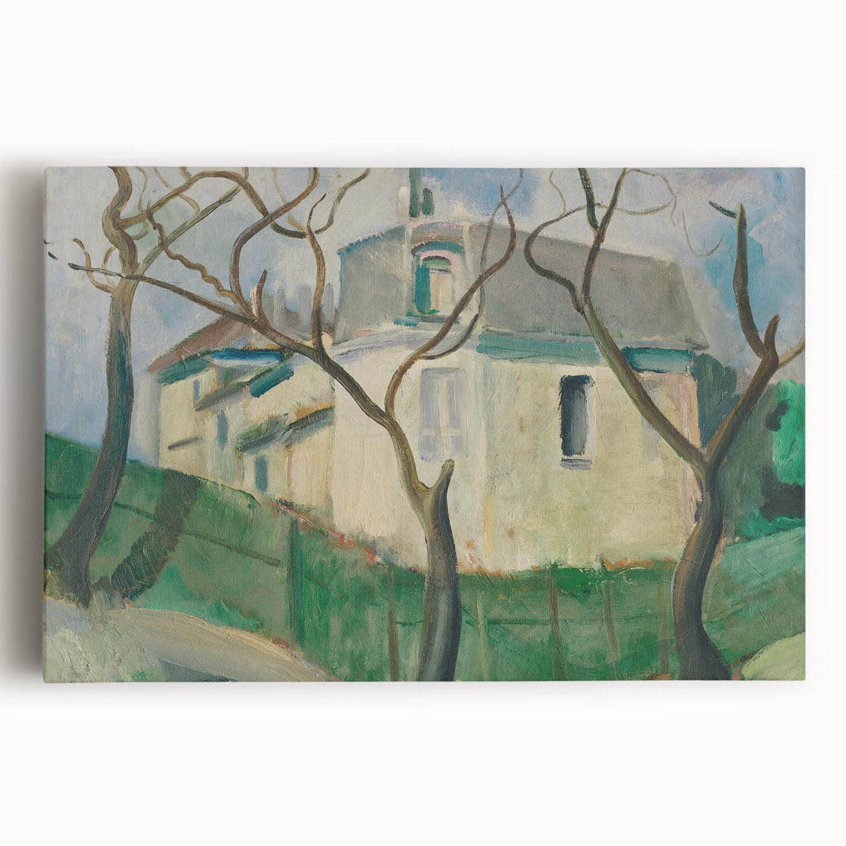 Expressionist Villa Painting – Tranquil Garden Wall Art