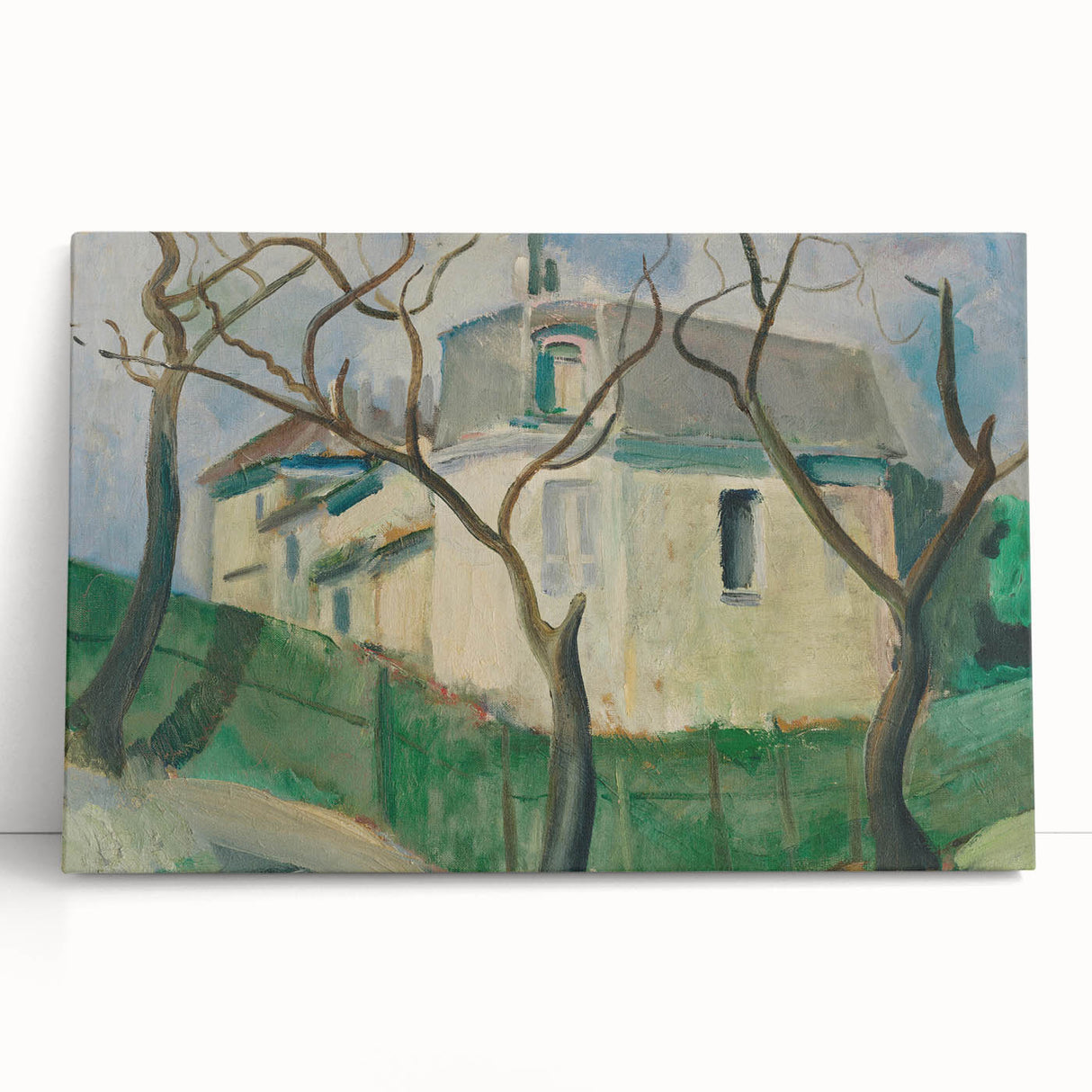 Expressionist Villa Painting – Tranquil Garden Wall Art