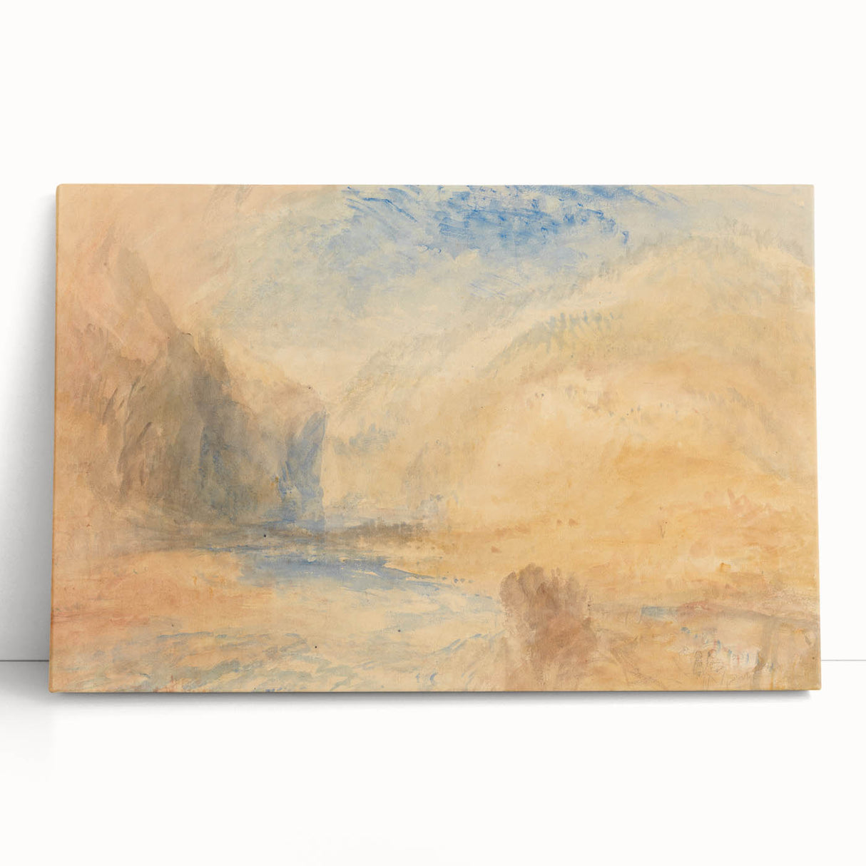Romantic Art Prints: Serene Mountain Landscape with Lake